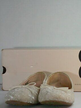 SO ivory lace ballet flats bow